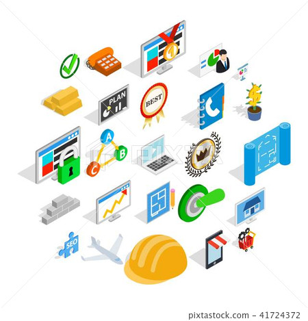 Construction business icons set, isometric style Construction business icons set, isometric style 41724372