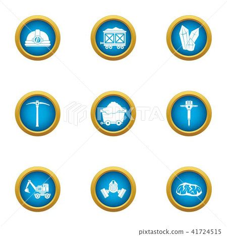 Mineral extraction icons set, flat style Mineral extraction icons set, flat style 41724515