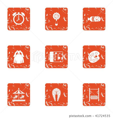 Child hobby icons set, grunge style Child hobby icons set, grunge style 41724535