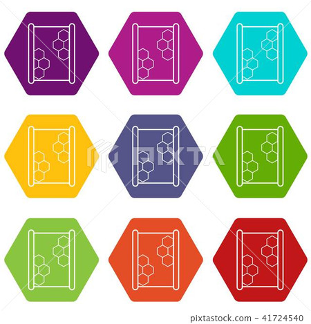 Honeycomb on wood icons set 9 vector Honeycomb on wood icons set 9 vector 41724540