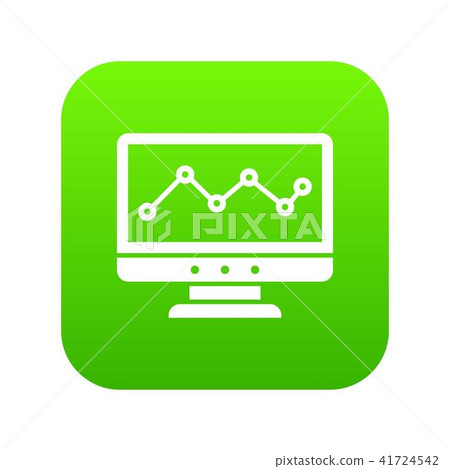 Graph in computer screen icon digital green 41724542