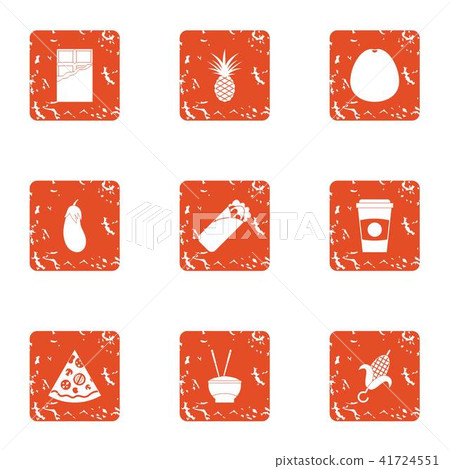 Harmful repast icons set, grunge style Harmful repast icons set, grunge style 41724551