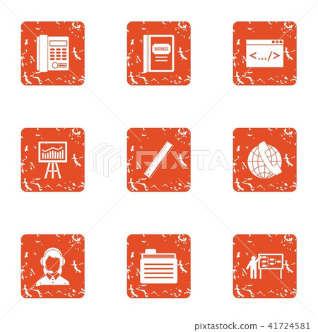 Learning online icons set, grunge style Learning online icons set, grunge style 41724581