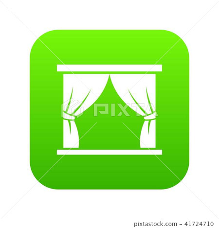Curtain on stage icon digital green 41724710