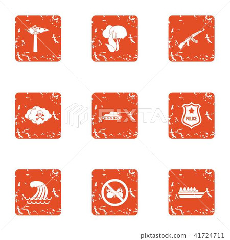 Rampage icons set, grunge style 41724711
