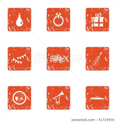 Love talent icons set, grunge style Love talent icons set, grunge style 41724930