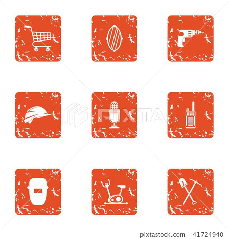 Prep icons set, grunge style Prep icons set, grunge style 41724940