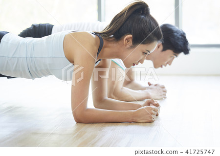 gym, exercise, young man, young woman gym, exercise, young man, young woman 41725747