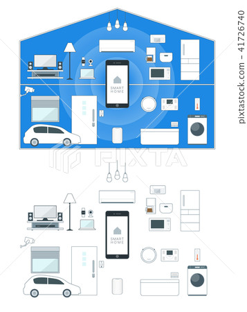 Smart home appliances iot network system illustration material 41726740