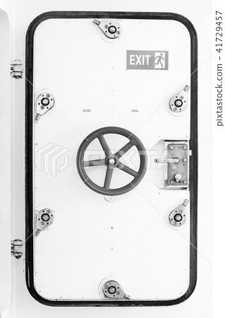 White metal door on ship. Restricted area 41729457
