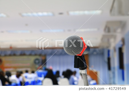 microphone on stand Close up in conference room  41729549
