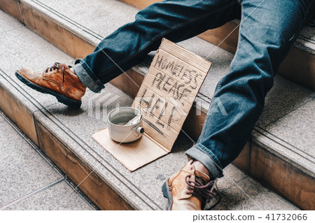 Old homeless person sleeping on stairs Old homeless person sleeping on stairs 41732066