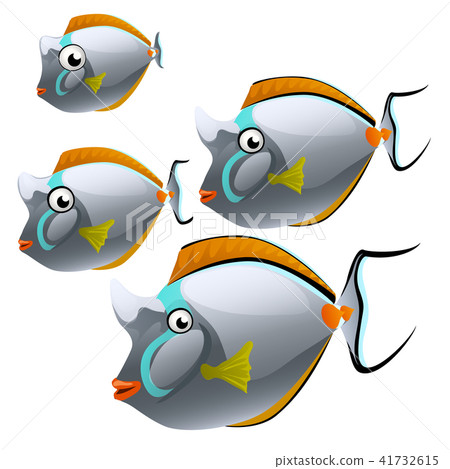 Set of cartoon fish isolated on white background. Vector cartoon close-up illustration. 41732615