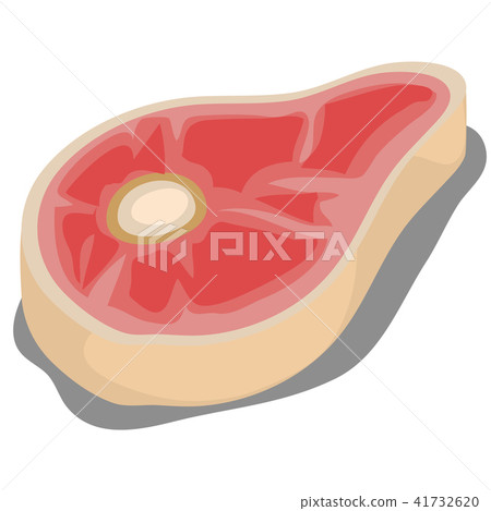 Juicy meat slice isolated on white background. Vector cartoon close-up illustration. Juicy meat slice isolated on white background. Vector cartoon close-up illustration. 41732620