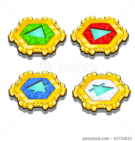 Set of chips with symbols of elements isolated on white background. Vector cartoon close-up Set of chips with symbols of elements isolated on white background. Vector cartoon close-up 41732622