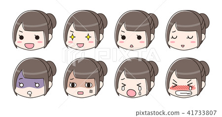 Emotions and facial expression set women - Stock Illustration [41733807 ...