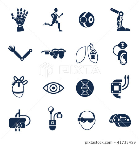 Bionics and artificial intelligence icon set Bionics and artificial intelligence icon set 41735459