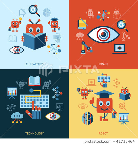 Artificial intelligence self learning icon set Artificial intelligence self learning icon set 41735464