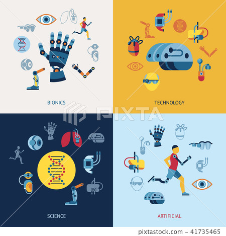 Bionics and artificial intelligence icon set Bionics and artificial intelligence icon set 41735465