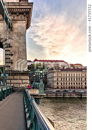 City at sunset from the famous Chain Bridge 41735552