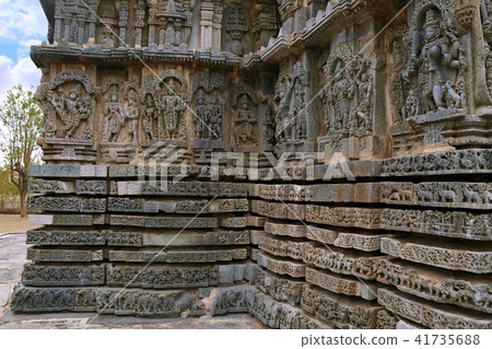 Ornate bas relieif and sculptures of Hindu deities Ornate bas relieif and sculptures of Hindu deities 41735688