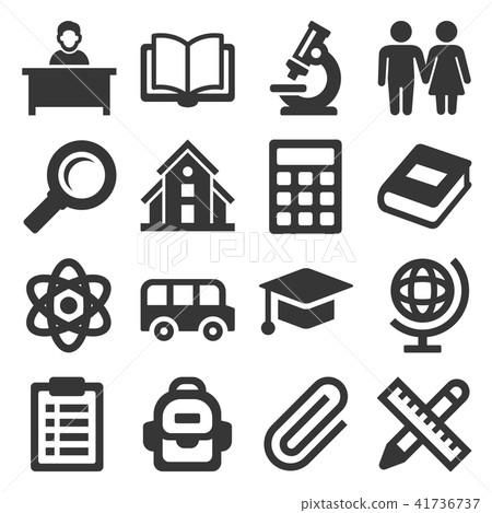 School Icons Set on White Background. Vector School Icons Set on White Background. Vector 41736737