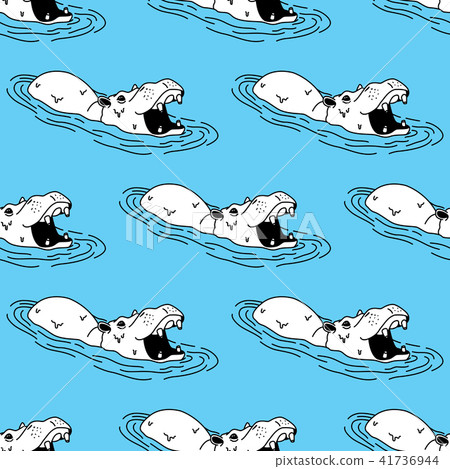 hippopotamus Hippo Seamless Pattern Vector blue hippopotamus Hippo Seamless Pattern Vector blue 41736944