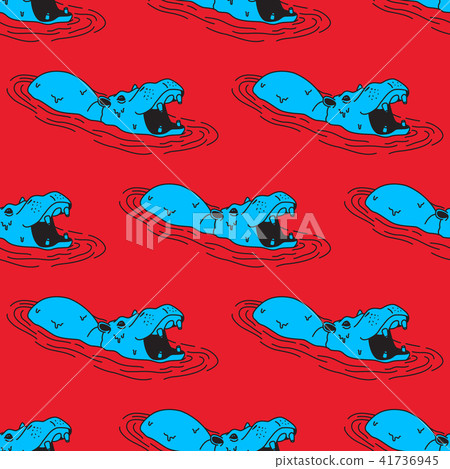 hippopotamus Hippo Seamless Pattern Vector red hippopotamus Hippo Seamless Pattern Vector red 41736945