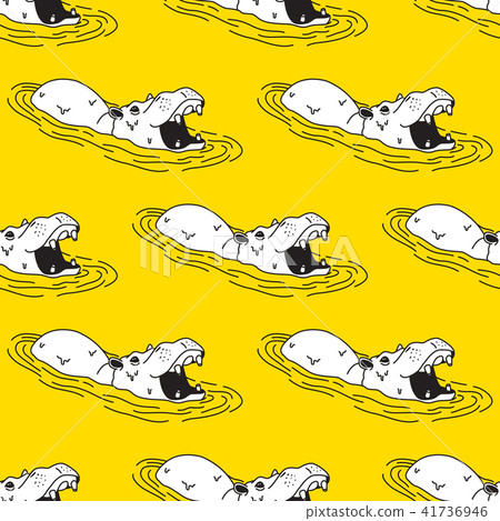 hippopotamus Hippo Seamless Pattern Vector yellow hippopotamus Hippo Seamless Pattern Vector yellow 41736946