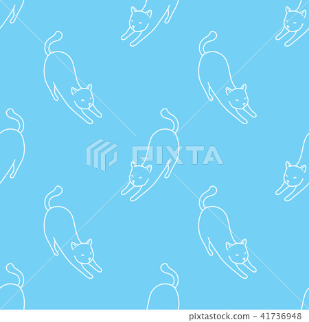 Cat Seamless Pattern vector tile background blue 41736948