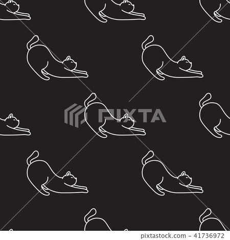 Cat Seamless Pattern vector wallpaper kitten white - Stock Illustration ...