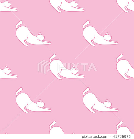 Cat Seamless Pattern vector wallpaper pink kitten 41736975