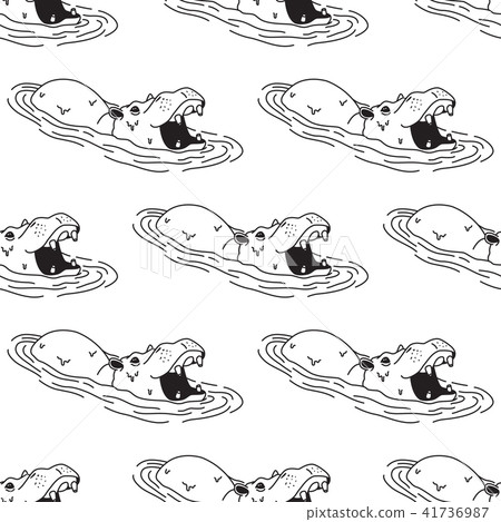 hippopotamus Hippo Seamless Pattern Vector white 41736987