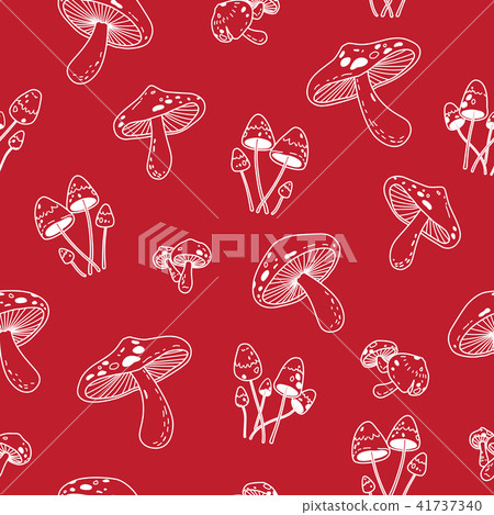 mushroom Seamless Pattern vector red wallpaper - 스톡일러스트 [41737340] - PIXTA