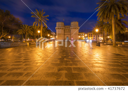 Serrano Towers old city gate in Valencia, Spain 41737672