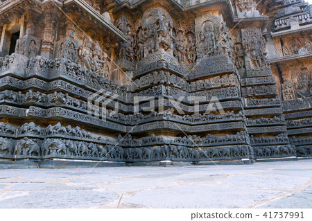 Ornate wall panel relief, Hoysaleshwara temple 41737991