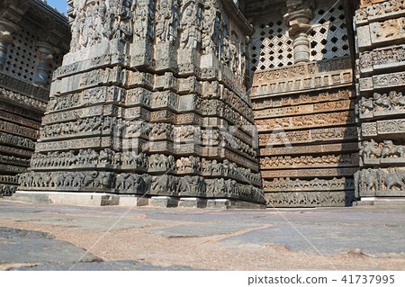 Ornate wall panel relief Hoysaleshwara temple 41737995