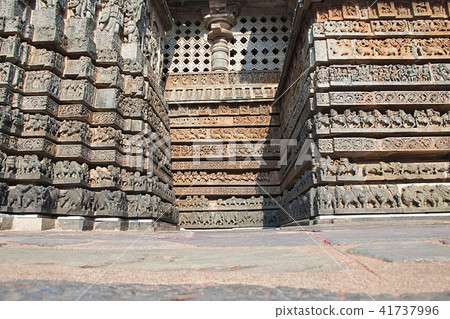 Ornate wall panel relief Hoysaleshwara temple Ornate wall panel relief Hoysaleshwara temple 41737996