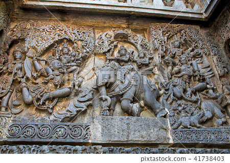 Ornate wall panel, Kedareshwara temple, Halebidu 41738403