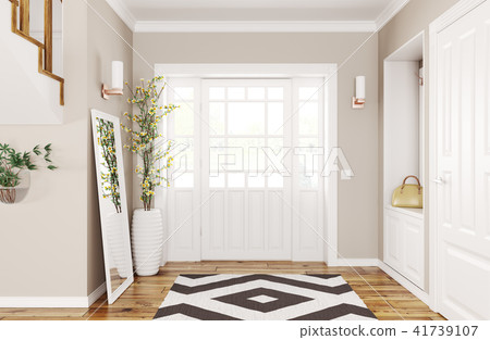 Interior of modern hall 3d rendering Interior of modern hall 3d rendering 41739107