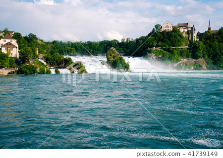 View of the european biggest waterfall Rheinfall in Switzerland. View of the european biggest waterfall Rheinfall in Switzerland. 41739149