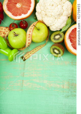 Food for diet and dumbbells Food for diet and dumbbells 41739455