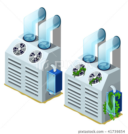 New and clogged with algae, distiller and water purifier isolated on white background. Industrial New and clogged with algae, distiller and water purifier isolated on white background. Industrial 41739854