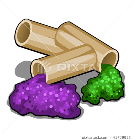 The process of making the Christmas fireworks. Filling the cartridge case with a colored powder 41739935