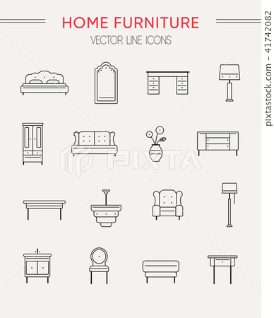 Set of furniture and home decor vector icons - Stock Illustration ...
