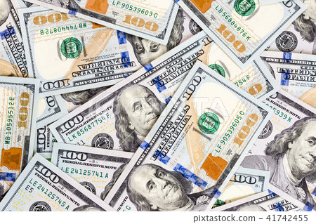 100 dollar bills background. Pile of latest one hundred US dollar banknotes. Finance and banking 100 dollar bills background. Pile of latest one hundred US dollar banknotes. Finance and banking 41742455