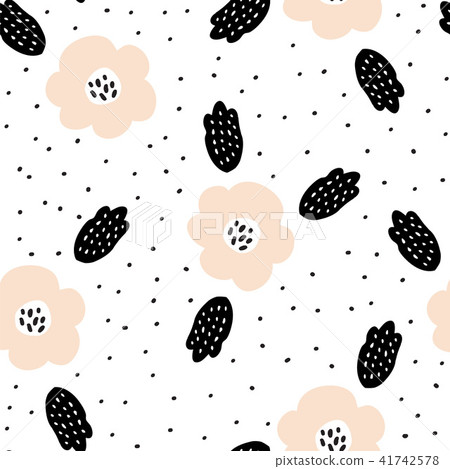 Seamless pattern with flowers scandinavian style - Stock Illustration ...