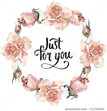 Colorful roses. Floral botanical flower. Frame border ornament square. 41742683