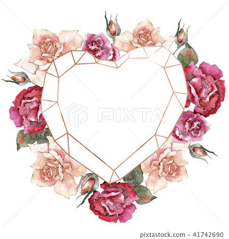 Colorful roses. Floral botanical flower. Frame border ornament square. Colorful roses. Floral botanical flower. Frame border ornament square. 41742690