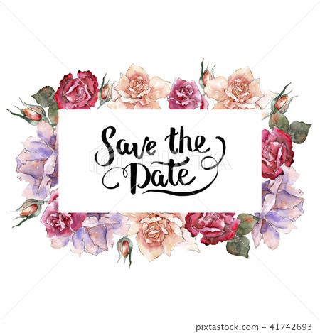 Colorful roses. Floral botanical flower. Frame border ornament square. Colorful roses. Floral botanical flower. Frame border ornament square. 41742693